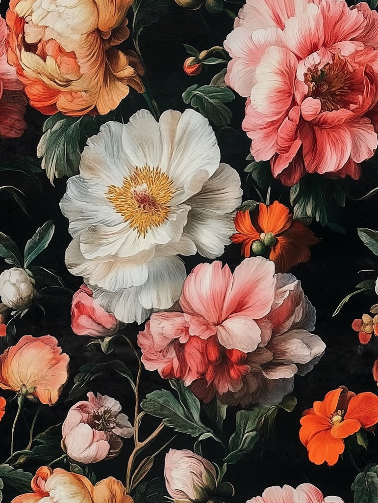 Bold Multicolor Large Floral Wallpaper pattern artwork