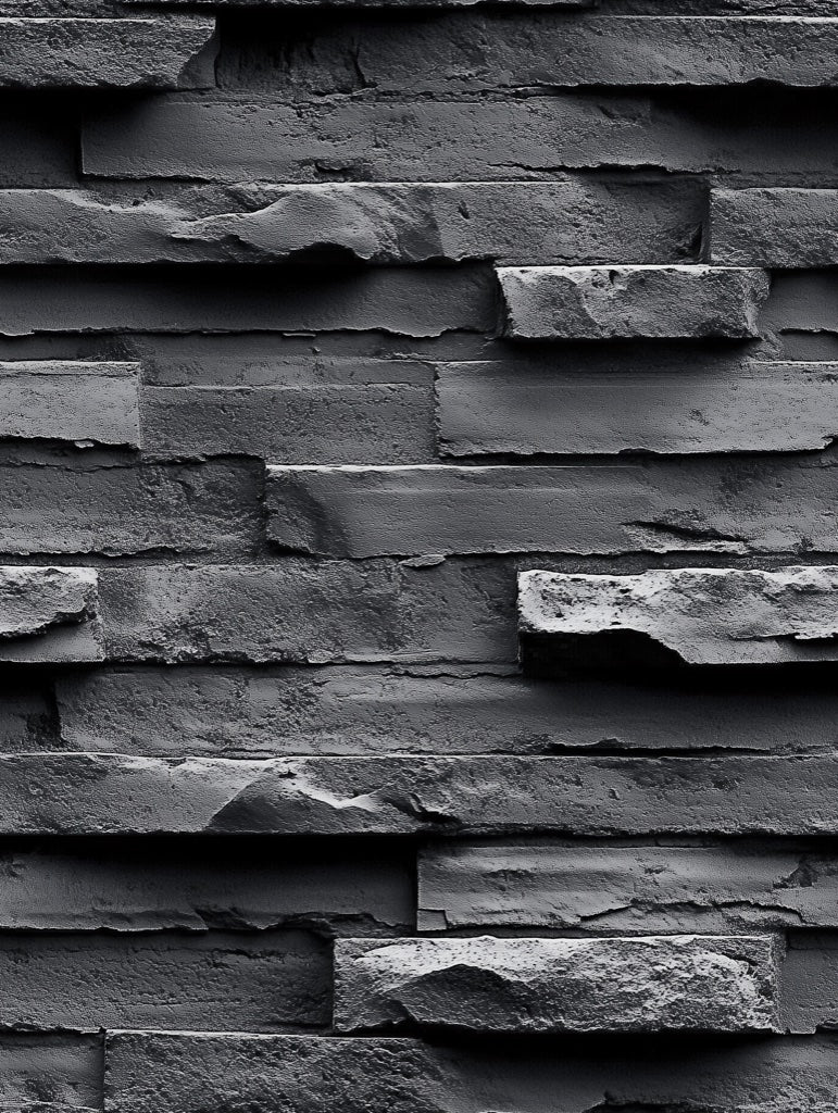 Deep Charcoal 3D Brick Texture Wallpaper pattern artwork