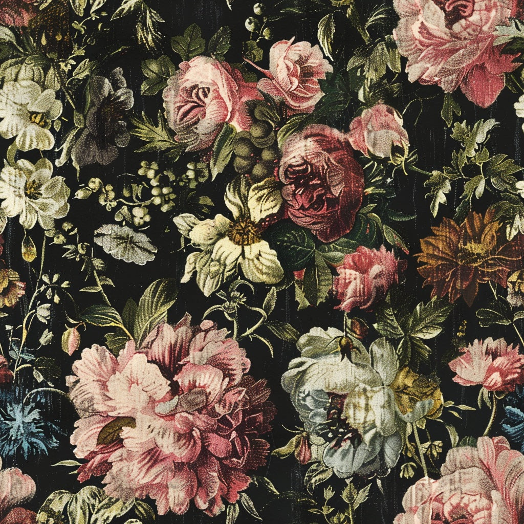 Dark Vintage Rose Floral Wallpaper pattern artwork