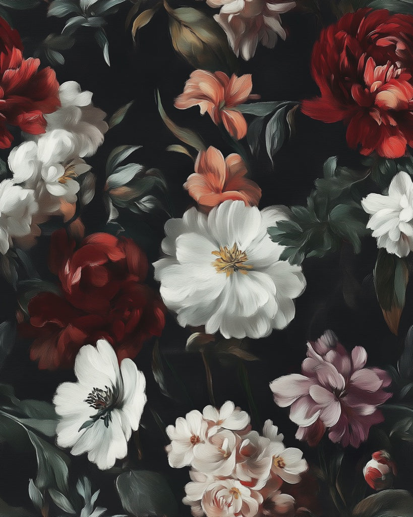 Elegant Dark Rose Floral Wallpaper pattern artwork