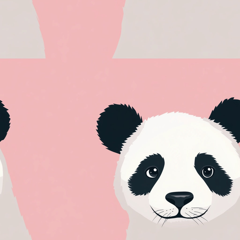 Soft Pink Panda Bear Kids Wallpaper pattern artwork