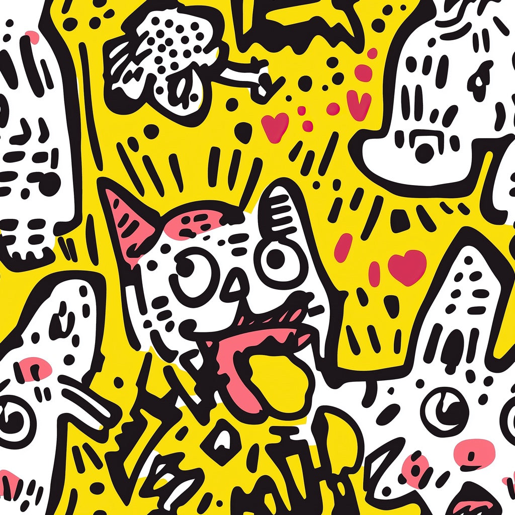 Bold Yellow Pop Art Pet Pattern Wallpaper pattern artwork