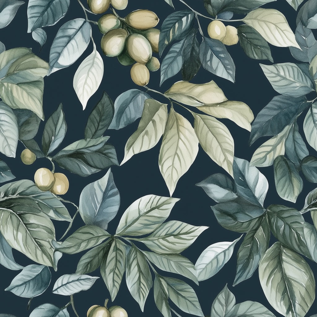 Dark Green Foliage Botanical Pattern Wallpaper pattern artwork