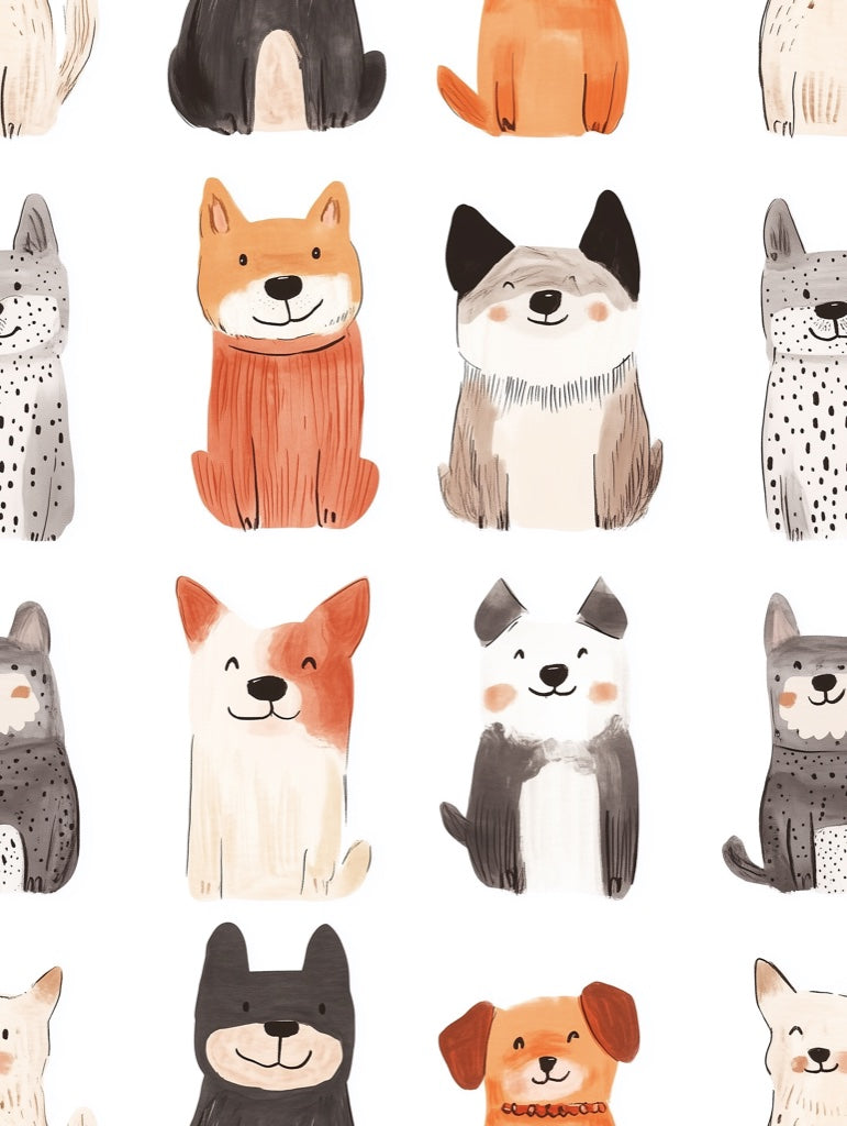 Playful Pet Pattern Kids Wallpaper pattern artwork