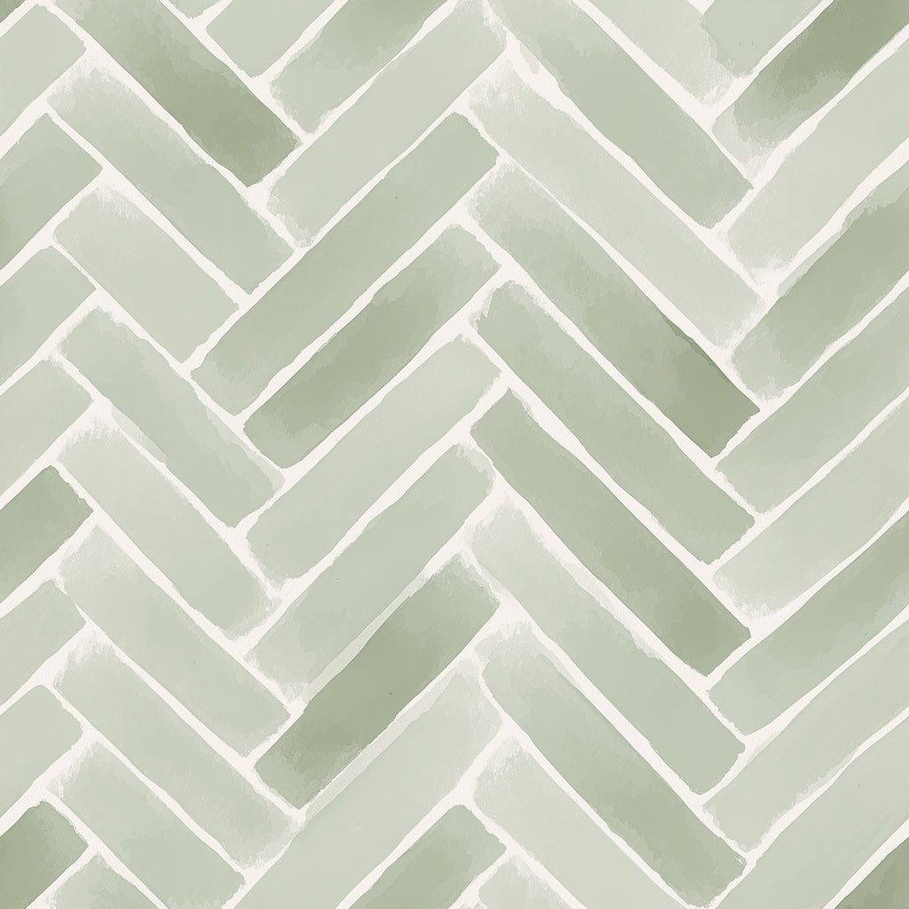 Sage Green Herringbone Geometric Wallpaper pattern artwork