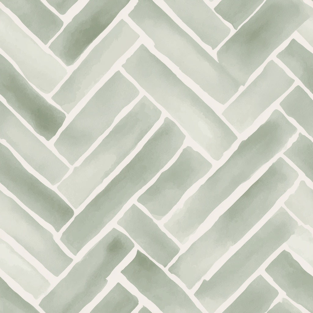 Sage Green Herringbone Geometric Wallpaper pattern artwork