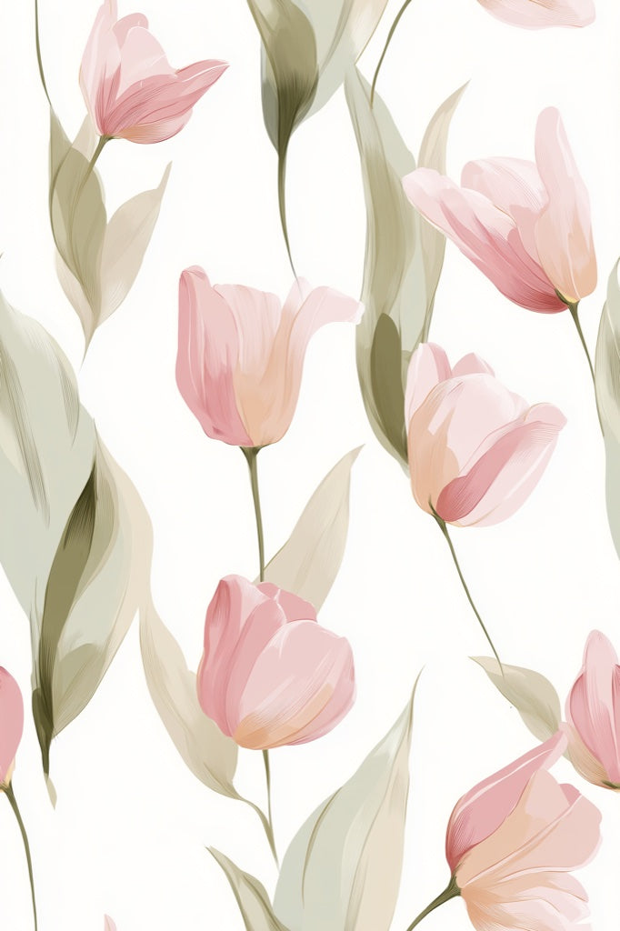 Blush Pink Tulip Floral Pattern Wallpaper pattern artwork
