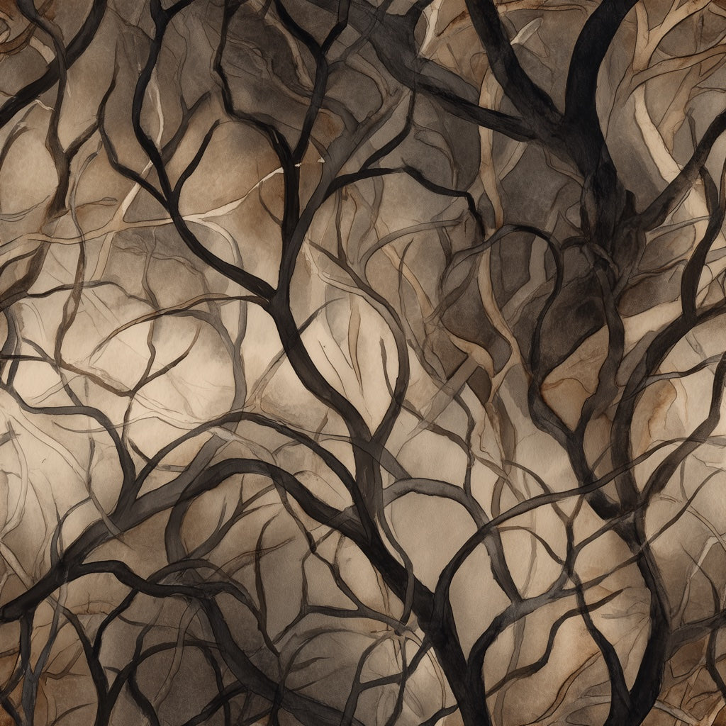 Shadowed Tan Abstract Branches Wallpaper pattern artwork