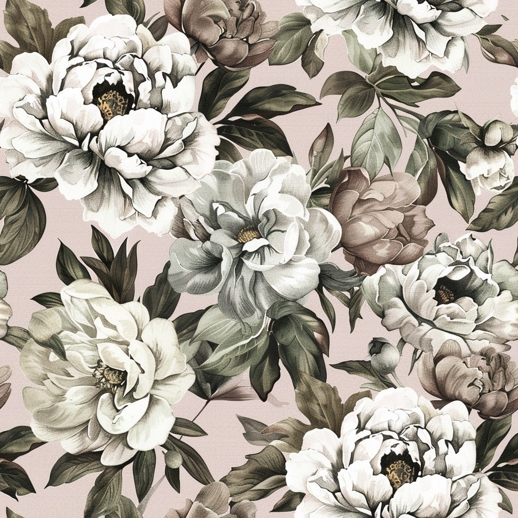 Blush Pink Peony Floral Wallpaper pattern artwork
