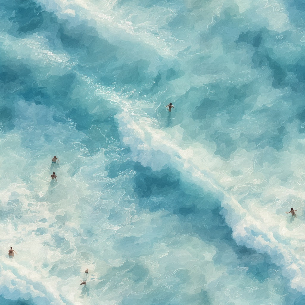 Aqua Blue Ocean Wave Pattern Wallpaper pattern artwork