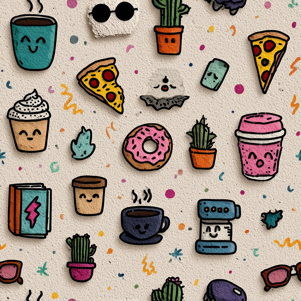 Cream Playful Food and Drink Pop Art Wallpaper pattern artwork