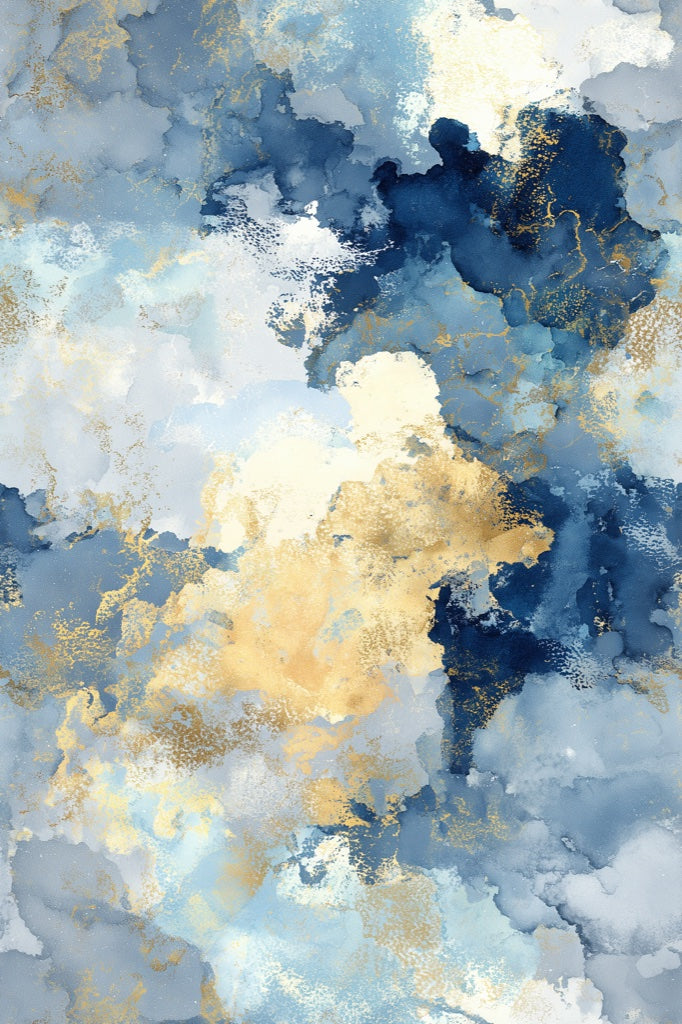 Blue and Gold Look Abstract Cloud Wallpaper pattern artwork