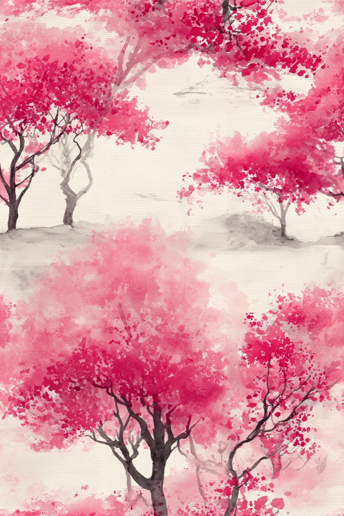 Bright Pink Cherry Blossom Wallpaper pattern artwork