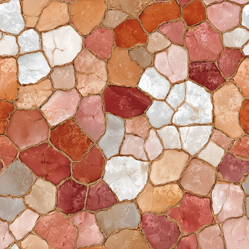 Terracotta Mosaic Stone Pattern Wallpaper pattern artwork