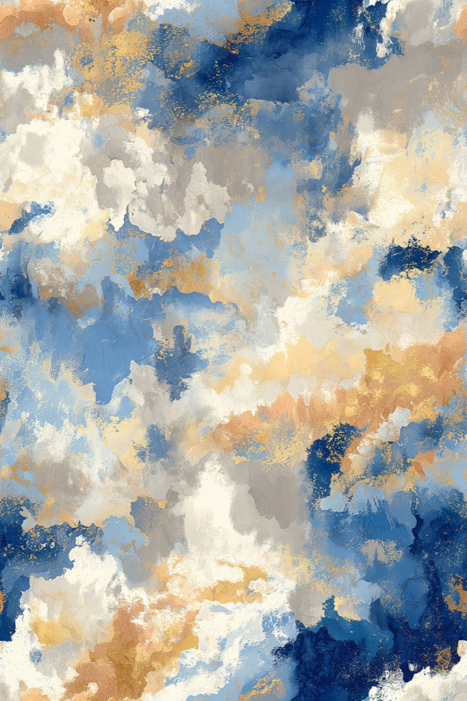 Blue and Beige Abstract Cloudy Sky Wallpaper pattern artwork