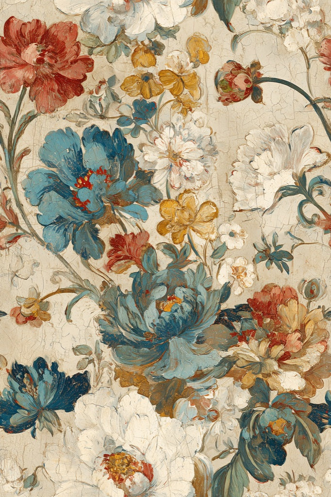 Vintage Multicolor Large Floral Pattern Wallpaper pattern artwork