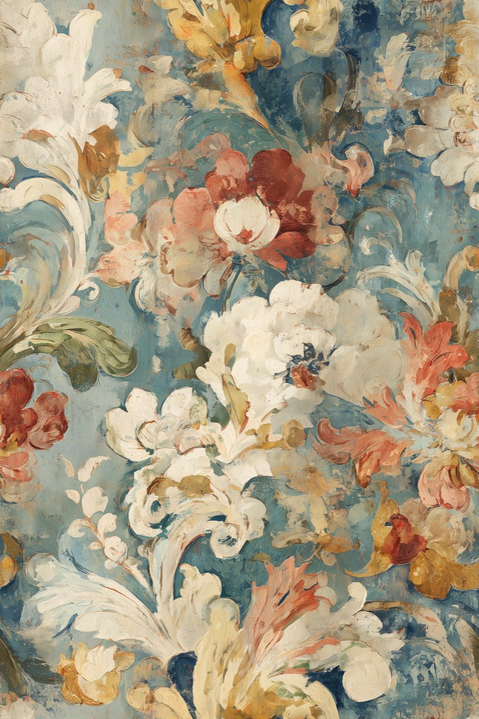 Muted Multicolor Vintage Floral Wallpaper pattern artwork