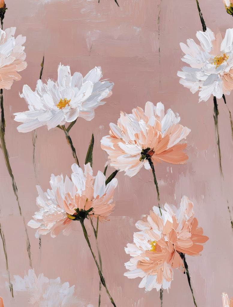 Blush Pink Wildflower Art Wallpaper pattern artwork
