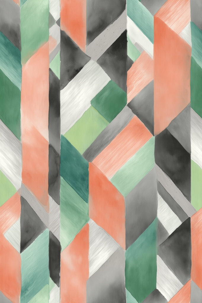 Bold Black and Green Geometric Wallpaper pattern artwork