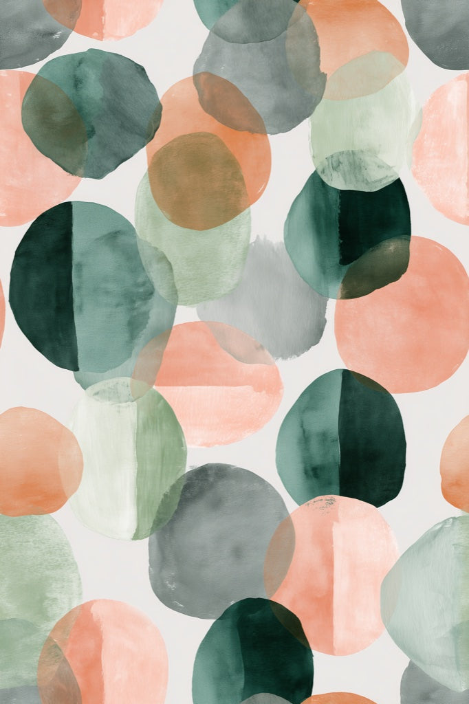 Muted Gray and Green Abstract Circle Wallpaper pattern artwork