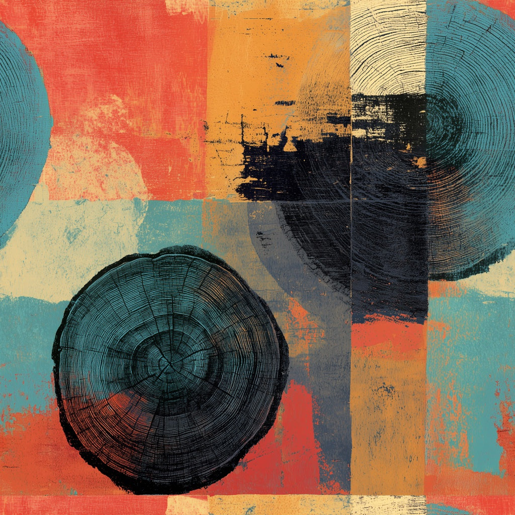Vibrant Teal and Orange Abstract Geometric Wallpaper pattern artwork