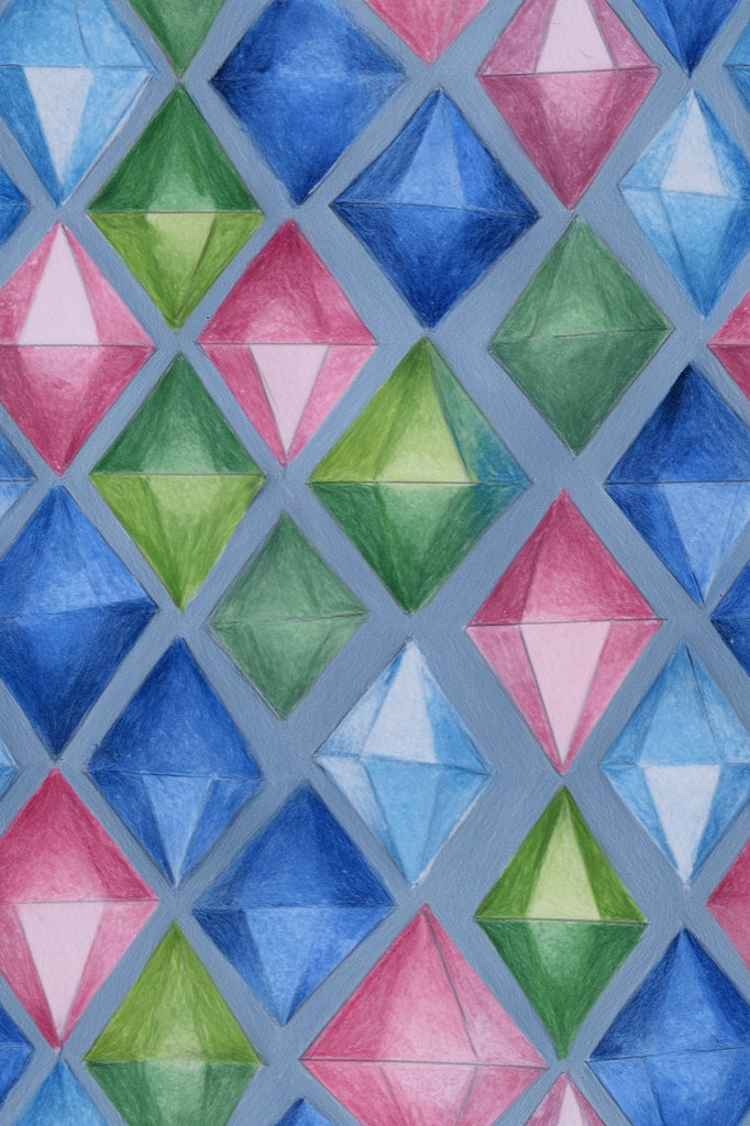 Blue Multicolor Diamond Geometric Pattern Wallpaper pattern artwork