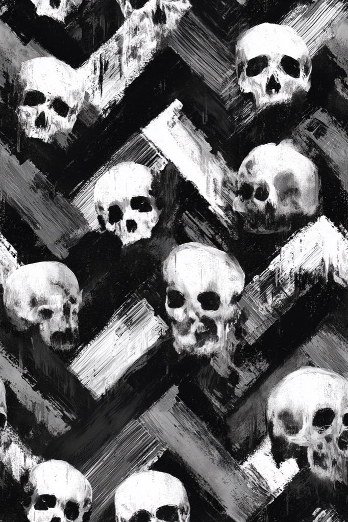 Monochrome Skull Chevron Abstract Wallpaper pattern artwork