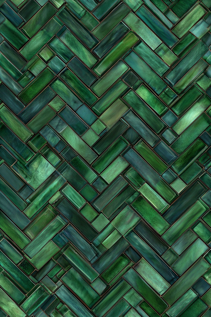Emerald Green Geometric Tile Pattern Wallpaper pattern artwork