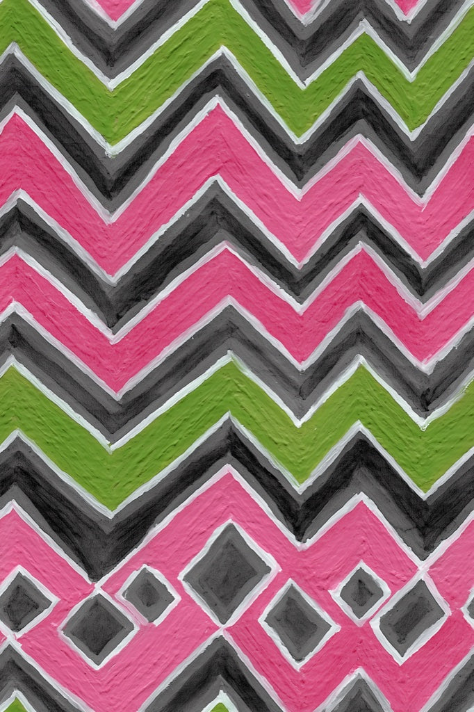 Pink and Green Chevron Geometric Wallpaper pattern artwork
