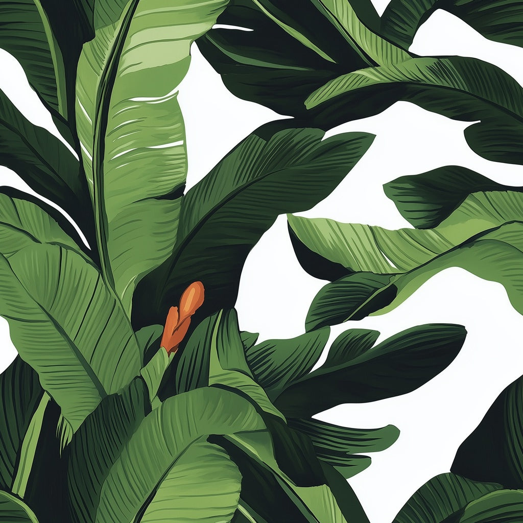 Bold Green Banana Leaf Tropical Wallpaper pattern artwork