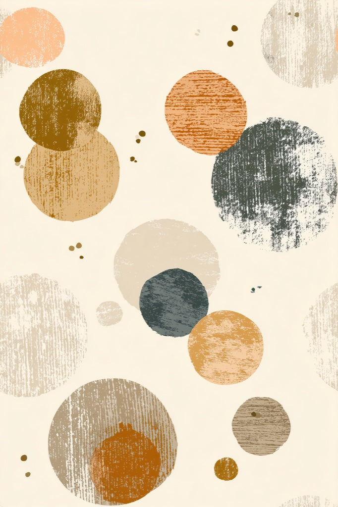 Cream Multicolor Textured Circle Geometric Wallpaper pattern artwork