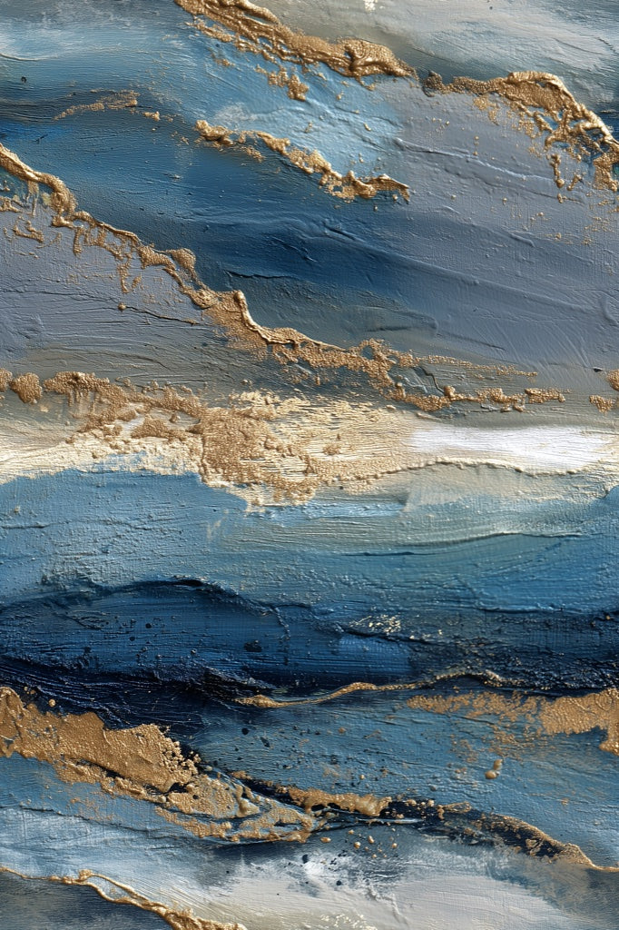 Deep Blue and Golden Look Abstract Brushstroke Wallpaper pattern artwork