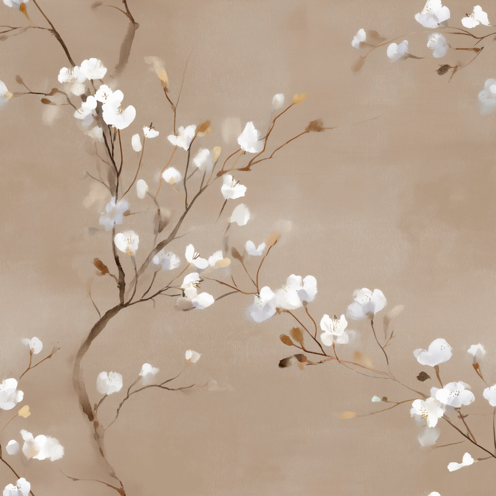 Beige Background Cherry Blossom Floral Wallpaper pattern artwork