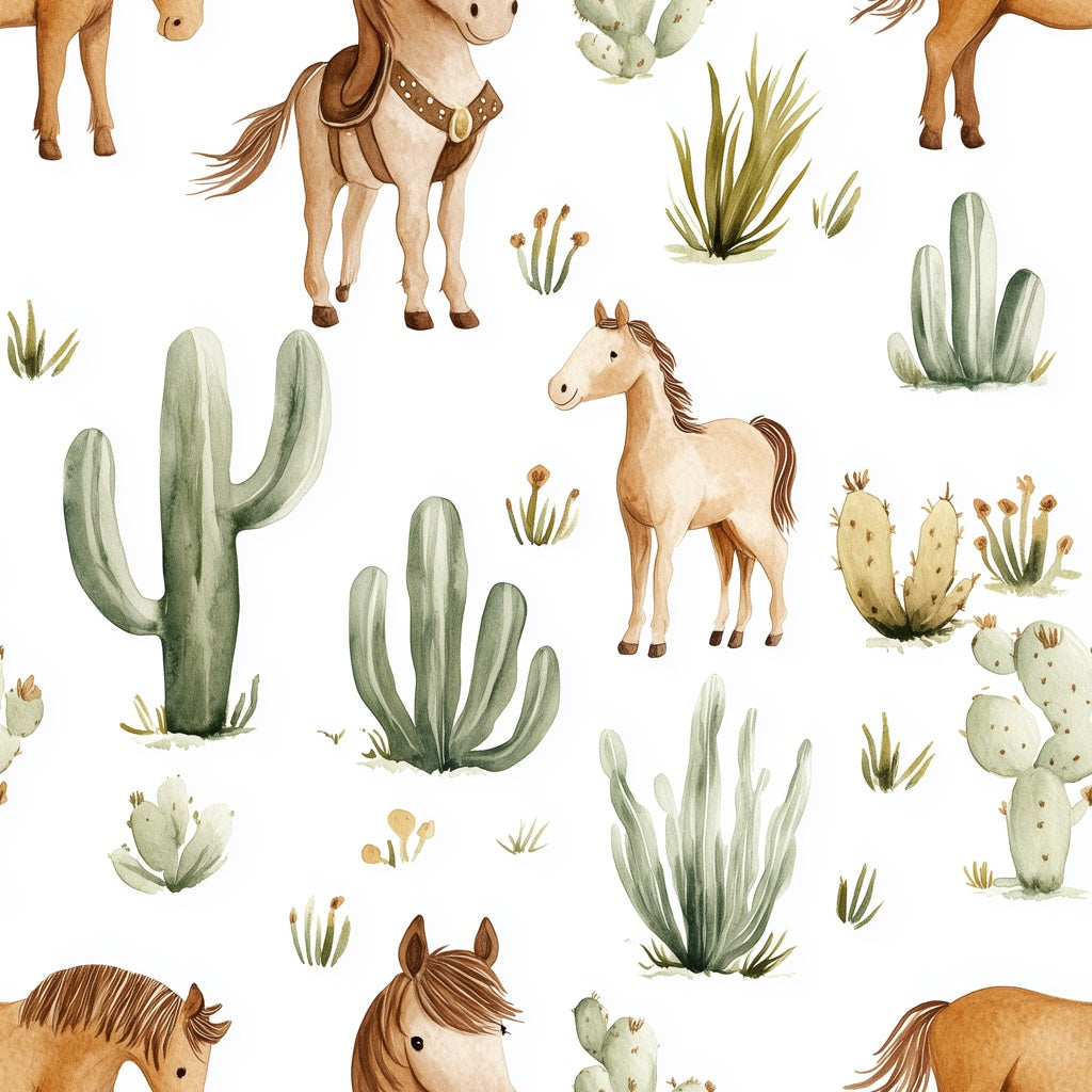 White Desert Horse Kids Wallpaper pattern artwork