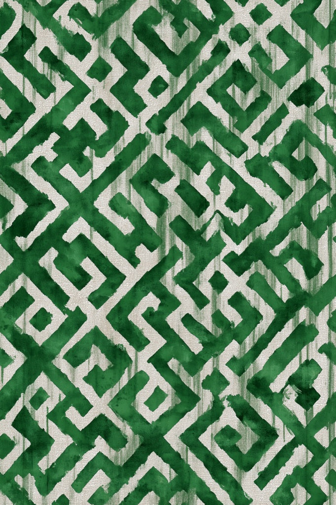 Emerald Green Geometric Maze Wallpaper pattern artwork