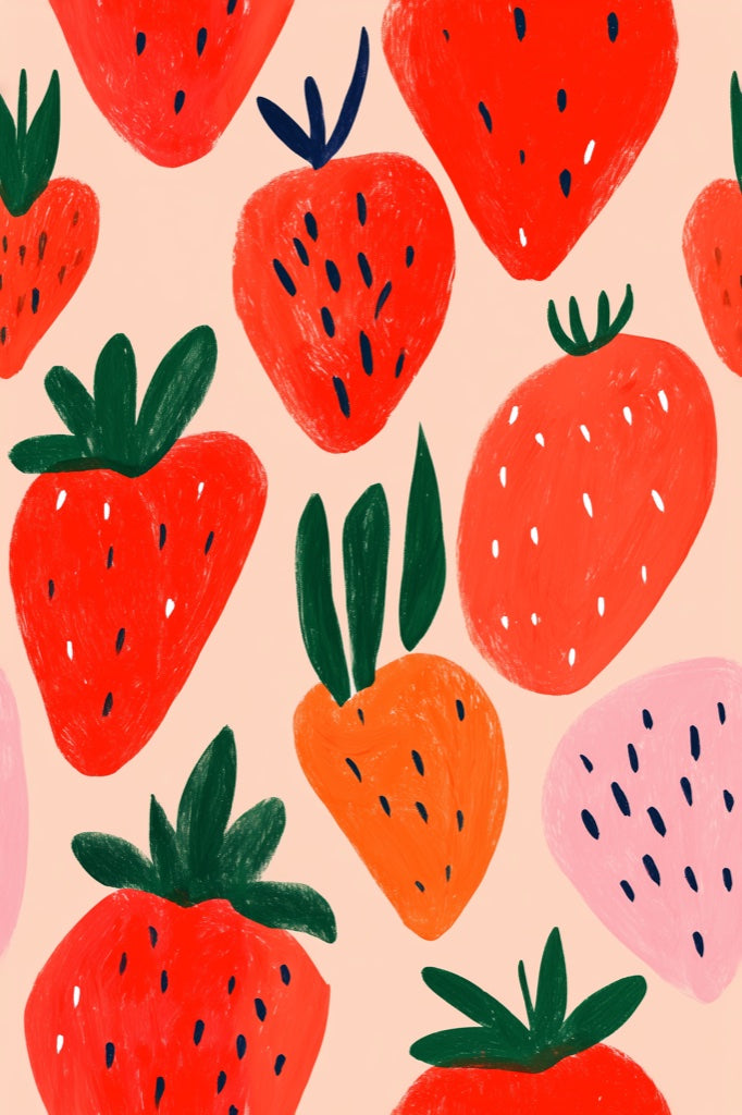 Vibrant Strawberry Pop Art Wallpaper pattern artwork