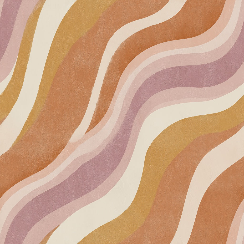 Retro Peach and Pink Wavy Line Wallpaper pattern artwork