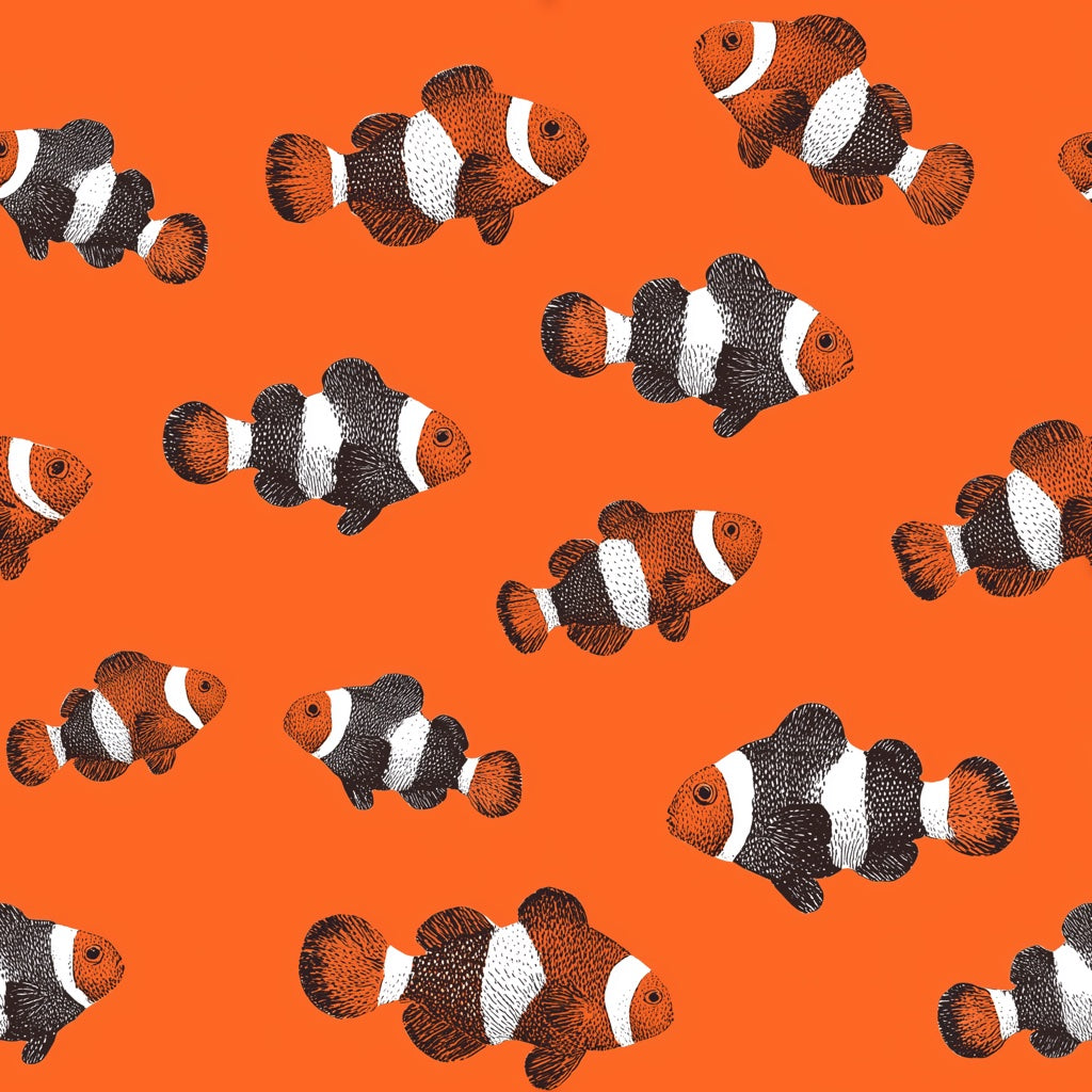 Vibrant Orange Clownfish Pattern Wallpaper pattern artwork