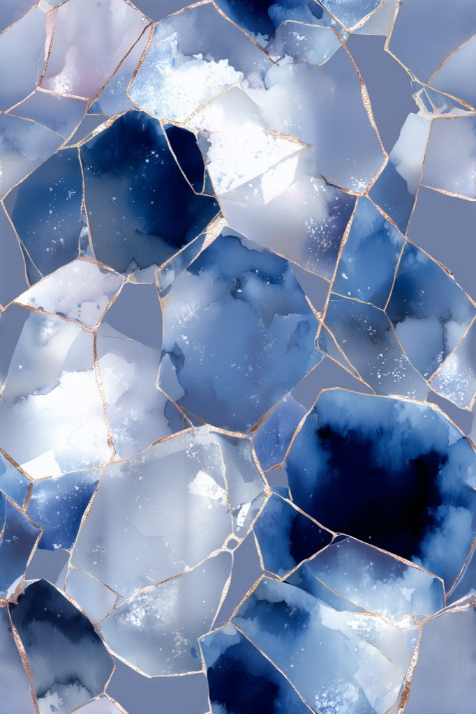 Abstract Blue and White Geometric Wallpaper pattern artwork