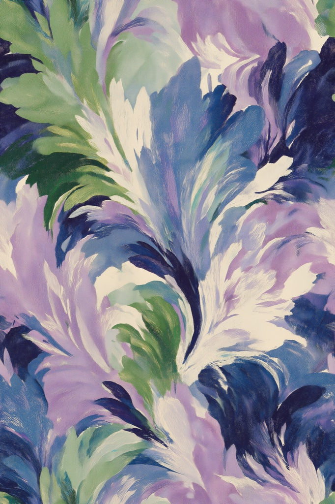 Vibrant Lilac and Green Abstract Swirl Wallpaper pattern artwork