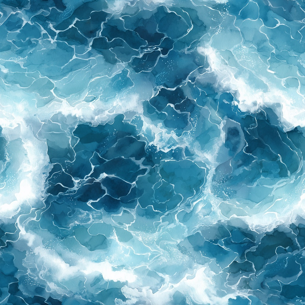 Vibrant Blue Ocean Wave Pattern Wallpaper pattern artwork
