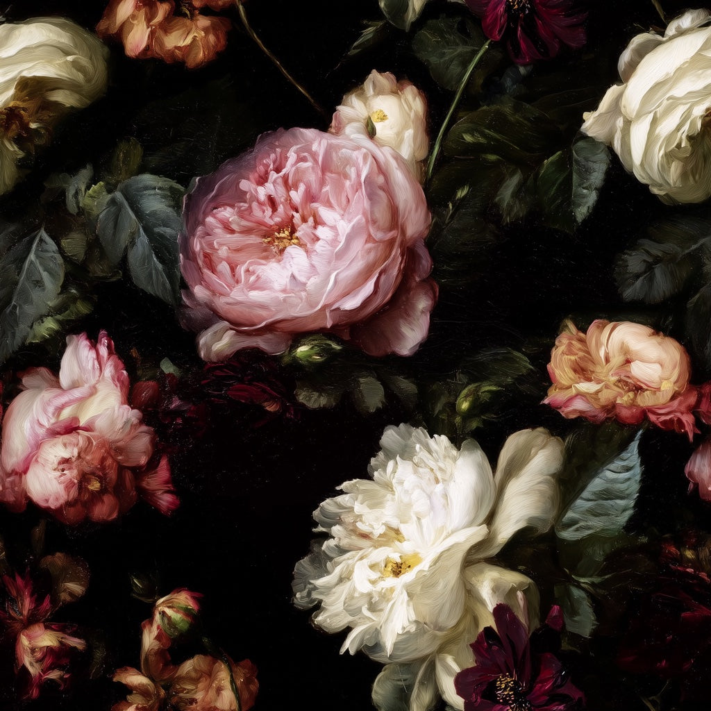 Dark Floral Rose Elegance Wallpaper pattern artwork