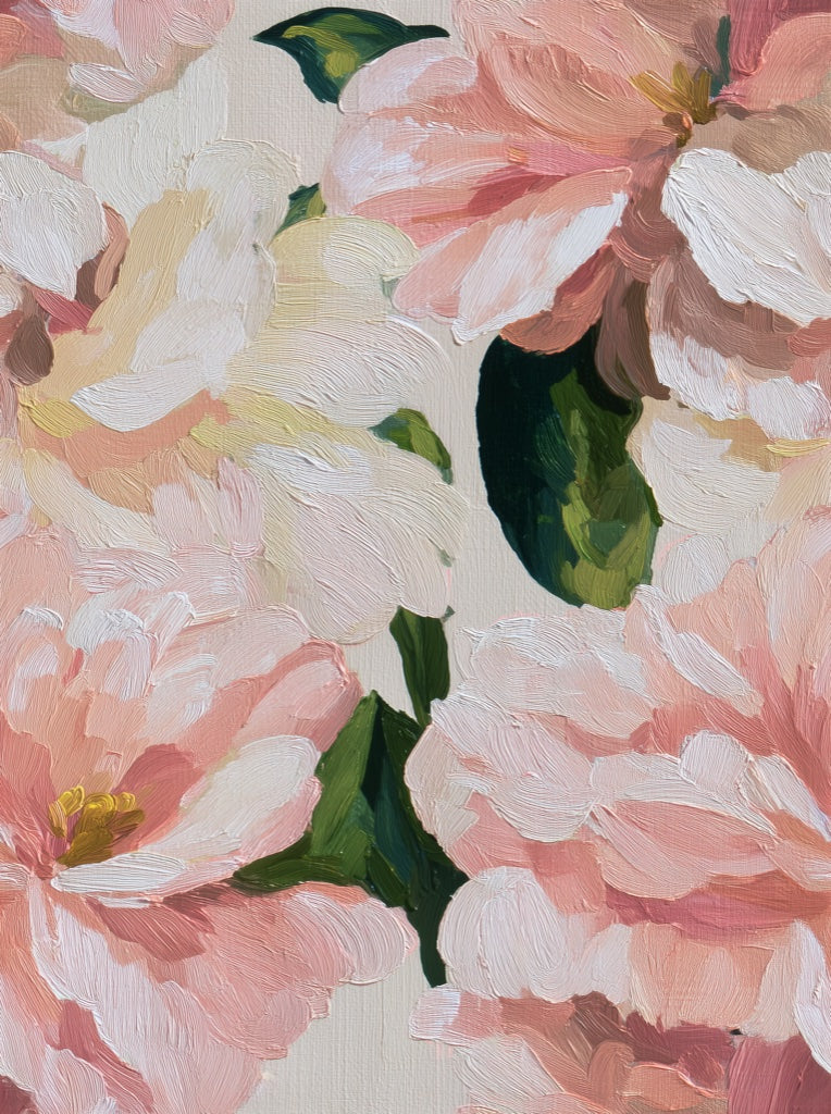 Soft Pink and Cream Vintage Floral Wallpaper pattern artwork