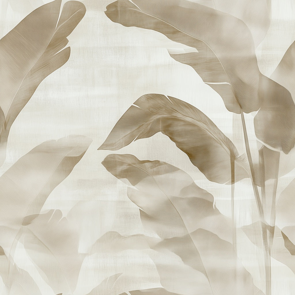 Beige and Brown Banana Leaf Botanical Wallpaper pattern artwork
