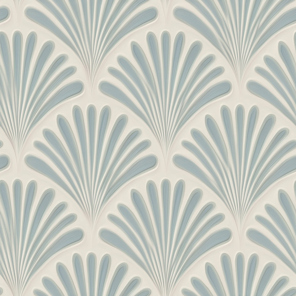 Beige and Blue Art Deco Geometric Wallpaper pattern artwork