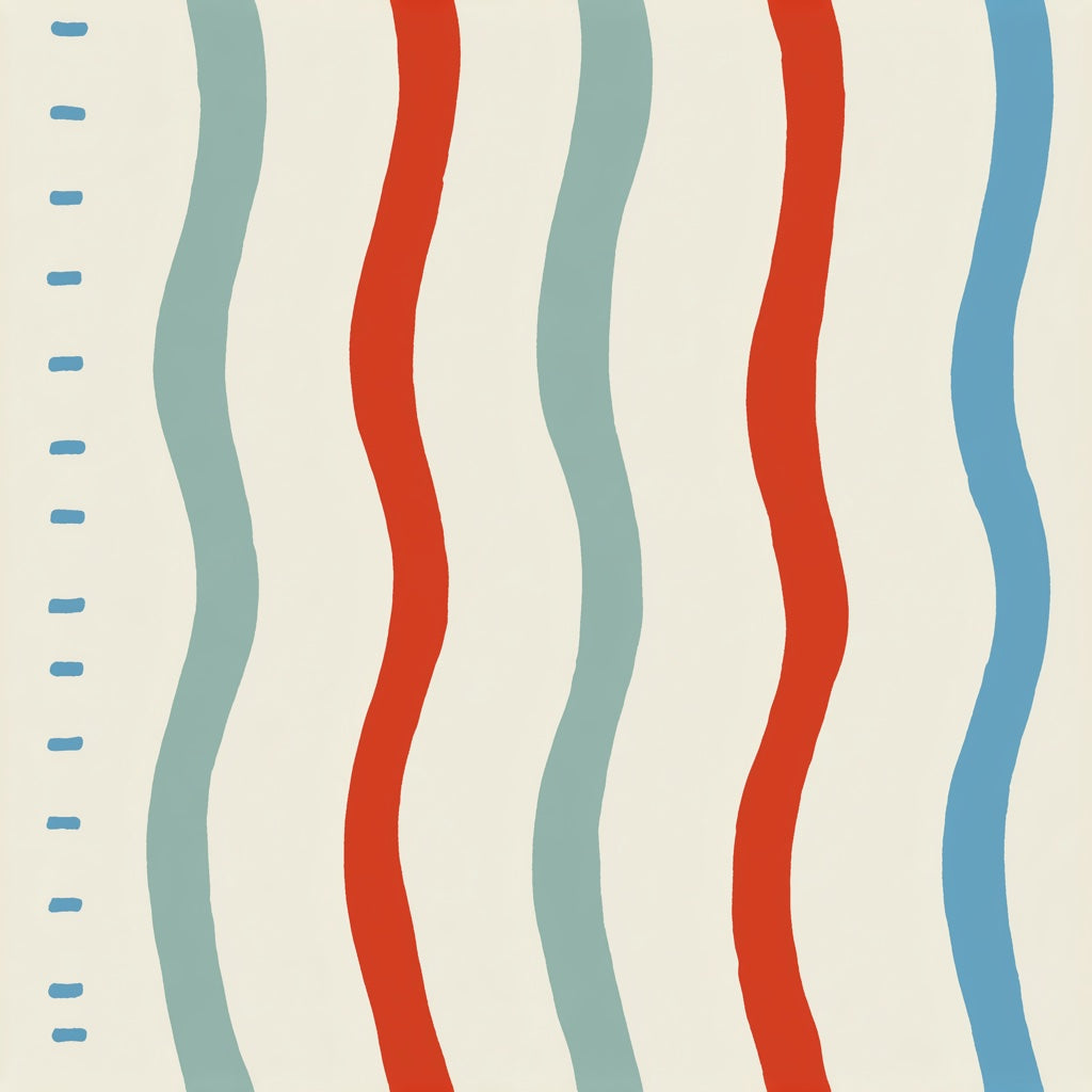 Cream Multicolor Wavy Stripe Kids Wallpaper pattern artwork
