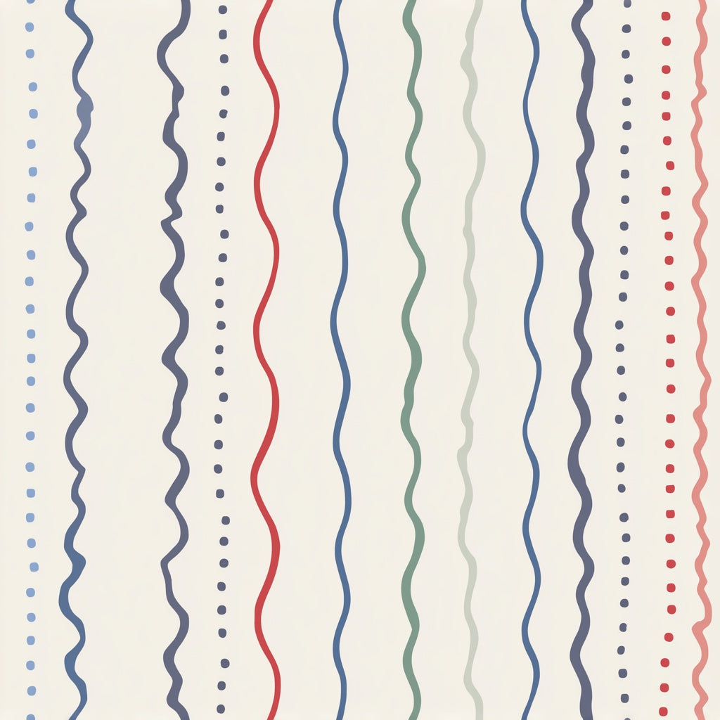 White Multicolor Wavy Stripe Kids Wallpaper pattern artwork