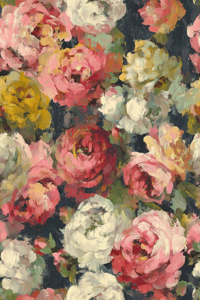 Dark Vintage Rose Floral Wallpaper pattern artwork