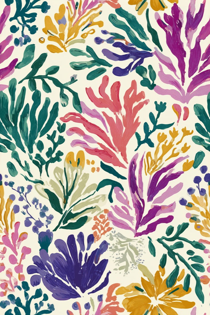 Vibrant Multicolor Large Floral Kids Wallpaper pattern artwork