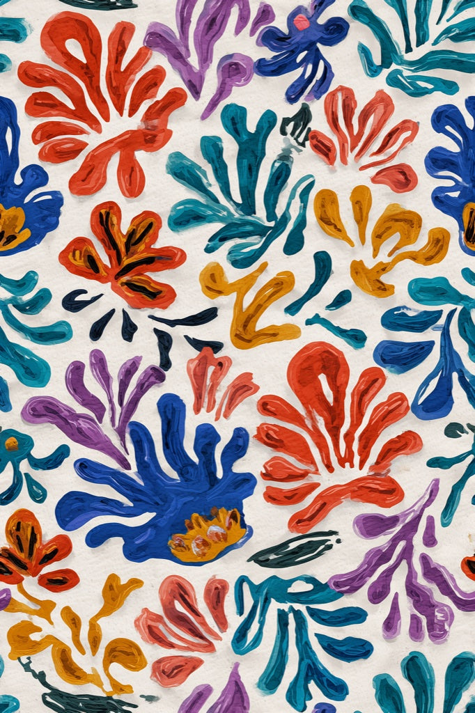 Vibrant Multicolor Tropical Floral Pattern Wallpaper pattern artwork